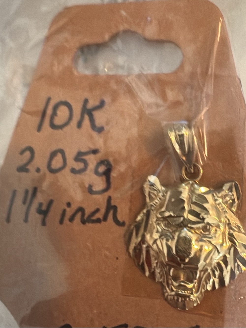 10K Gold Tiger Head Pendant - Yellow Gold Tone